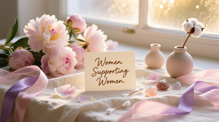 Women Supporting Women Romantic Handwritten Message Flat Lay