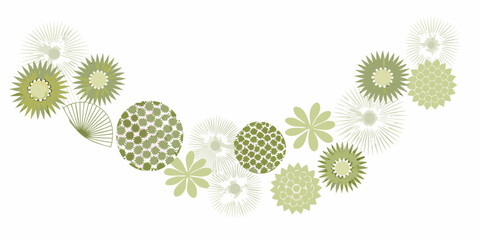 A delicate arrangement of various stylized green botanical shapes and forms © Bebdas