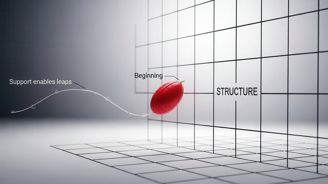 Red Ball Navigating a Grid Graph from Beginning to Structure - Powered by Adobe