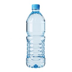 Clear plastic water bottle with blue cap
