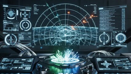 Futuristic Spaceship Cockpit Displaying Advanced Technology and Navigation Systems. - Powered by Adobe