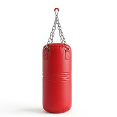 Red punching bag hanging