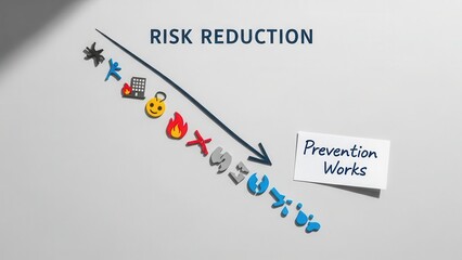 Risk Reduction Strategy With Icons and Downward Arrow