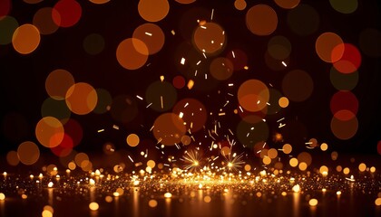 Sparkling lights with bokeh effect on dark background  
