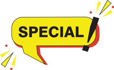 Special Offer Speech Bubble Vector, Yellow Comic Style Promotion Label