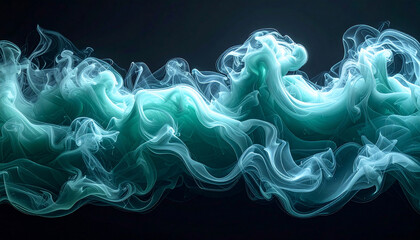 Abstract Teal Smoke on Black