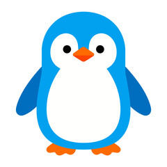 Naklejka premium Cute Blue Penguin Character Standing Isolated on White Background for Winter Season and Polar Wildlife Animal Design
