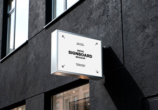 Chrome Rectangular Signboard Mockup