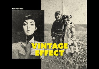 Vintage Grunge Poster Photo Effect Mockup