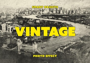 Vintage Grunge Photo Effect Mockup