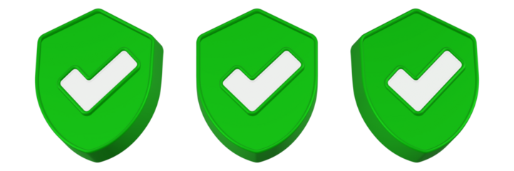 checklist icon 3d render green shield