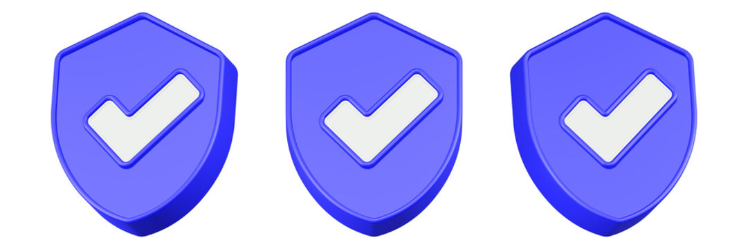 checklist icon 3d render blue shield