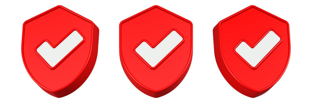 checklist icon 3d render red shield