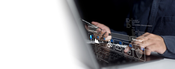 Technology application artificial intelligence ai generator smart analysis content marketing advertising business conversation communication support service ask assistant