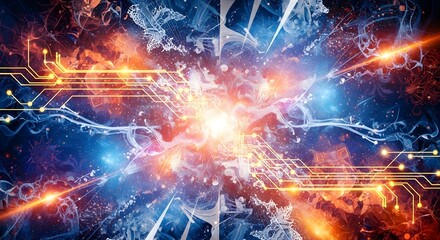 Abstract digital circuit design representing advanced technology and connection