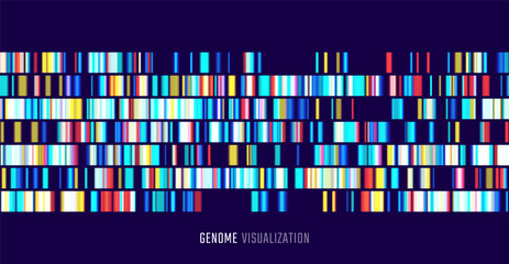Genomic data visualization. Abstract DNA sequencing and genome mapping graphics. Scientific concept for medical research, biotechnology, and genetic testing. Vector illustration.