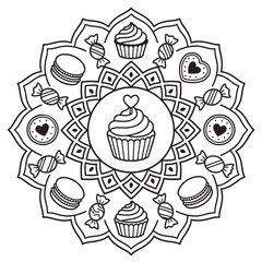 mandala, heart, balloon, bow, ribbon, love, valentine, romance, decoration, pattern, design, art, line, drawing, outline, coloring, page, activity, relax, stress, relief, symmetry, intricate, radial, 