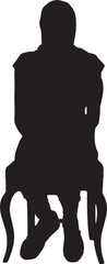 vector,front view of a silhouette of a woman sitting with her head covered and casual clothes,