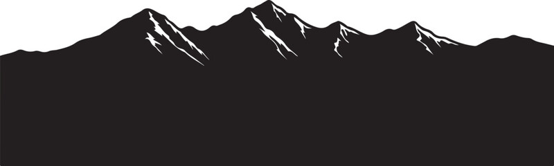 Obraz premium Minimalist Black Mountain Range Silhouette Vector Graphic Isolated