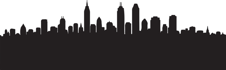 Minimalist Black City Skyline Silhouette Vector Graphic on White Background