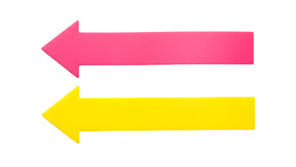 Colorful pink and yellow arrows pointing left on transparent background