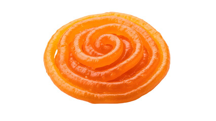 Vibrant orange spiral sliced carrot on transparent background