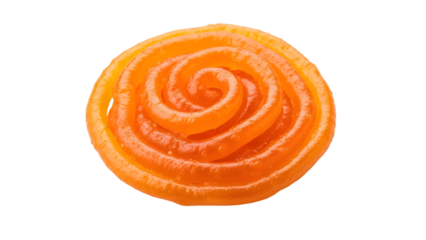 Vibrant orange spiral sliced carrot on transparent background