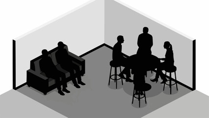 Silhouettes of People in Meeting Room.
