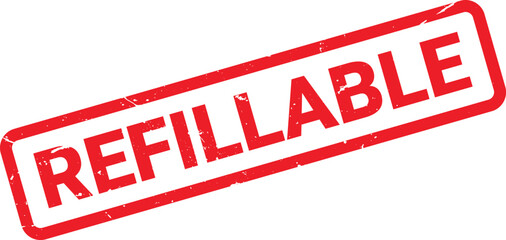 Red Refillable Rubber Stamp on White Background Indicating Reusability and Sustainable Practices