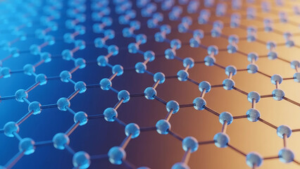 Abstract Hexagonal Graphene Structure. 3D Molecular Network Background. Science Technology Concept