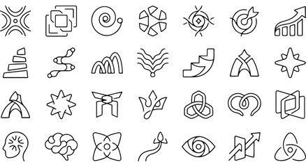 Collection of abstract line art icons representing business, growth, and concepts Vector
