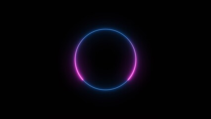 Glowing Neon Circle  Icon on Black Background. Retro Futuristic Style 4k Illustration.