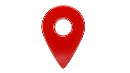 Red map pin icon on transparent background, location marker symbol