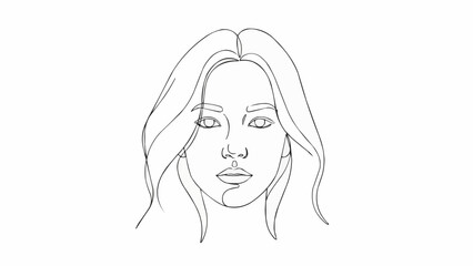Simple Line Drawing of a Womans Face.