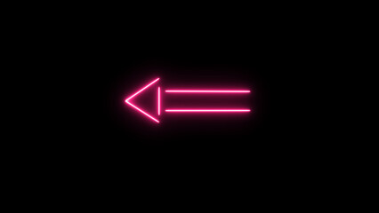 Glowing left side pointing purple arrow on black background. Themes include direction, navigation, pointing symbols.