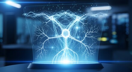 Digital representation of a human neuron cell in a holographic display