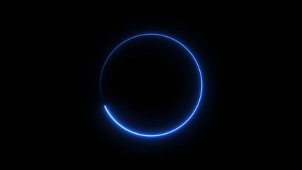 Obraz premium Blue neon circle radio wave icon background retro style illustration background.