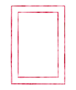 Double rectangular frame in red.Minimalist hand drawn illustration for invitation,wedding stationery and festive cards.
