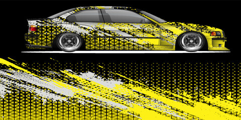 Abstract Car decal design vector. Graphic abstract stripe racing background kit designs for wrap vehicle, race car, rally, adventure and livery