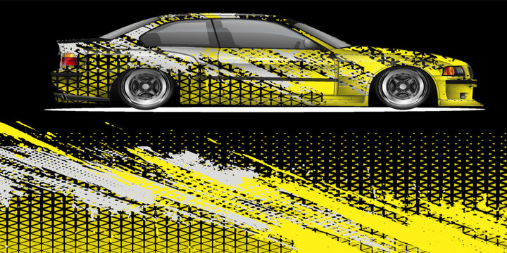 Abstract Car decal design vector. Graphic abstract stripe racing background kit designs for wrap vehicle, race car, rally, adventure and livery