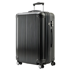 Black Hard Shell Suitcase Isolated PNG &ndash; Travel Luggage with Wheels on Transparent Background