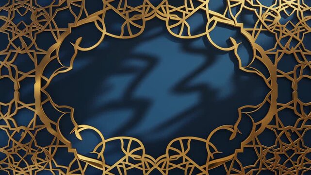 Luxurious Gold Pattern on Dark Blue Background.