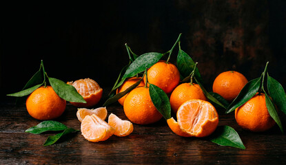 tangerines with leaves