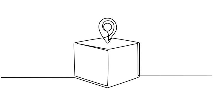 Shipping Box with Location continuous one line drawing