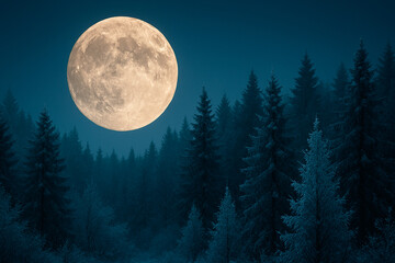 full moon over the forest