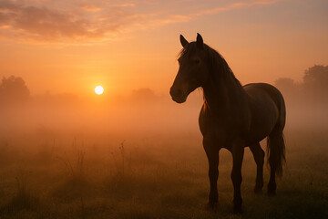 horse at sunset