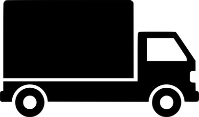 Delivery Truck Silhouette in Simple Flat Design with Black Color on White Background for Logistics Icon
