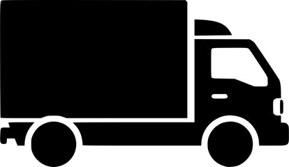 Delivery Truck Silhouette in Simple Flat Design with Black Color on White Background for Logistics Icon
