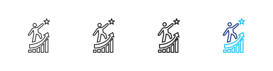 Development icon set outline multistyle vector illustrations concept