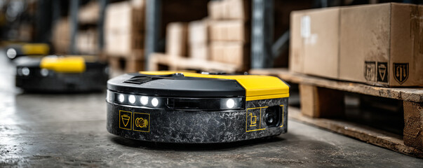 autonomous logistics robots in modern warehouse, innovative robotic systems for efficient warehouse operations, smart automation robots transforming logistics and delivery